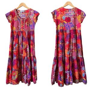 Biba Floral Tiered Midi Maxi Flowy Dress S/M Boho Gypsy Artsy Festival